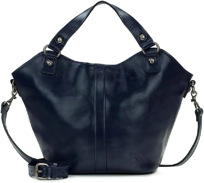 Patricia Nash Caterina Tote Hobo - Vintage Distressed Leather, Women's Fashion-Forward Mature Crossbody Satchel, 15 3/8" W x 9 3/4" H x 6 1/4" D, Oceano