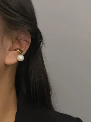 Pearl Ear Cuff Set, Gold Plated, Non-Pierced Clip-On Earrings, 2 Pieces Eardrops and earrings