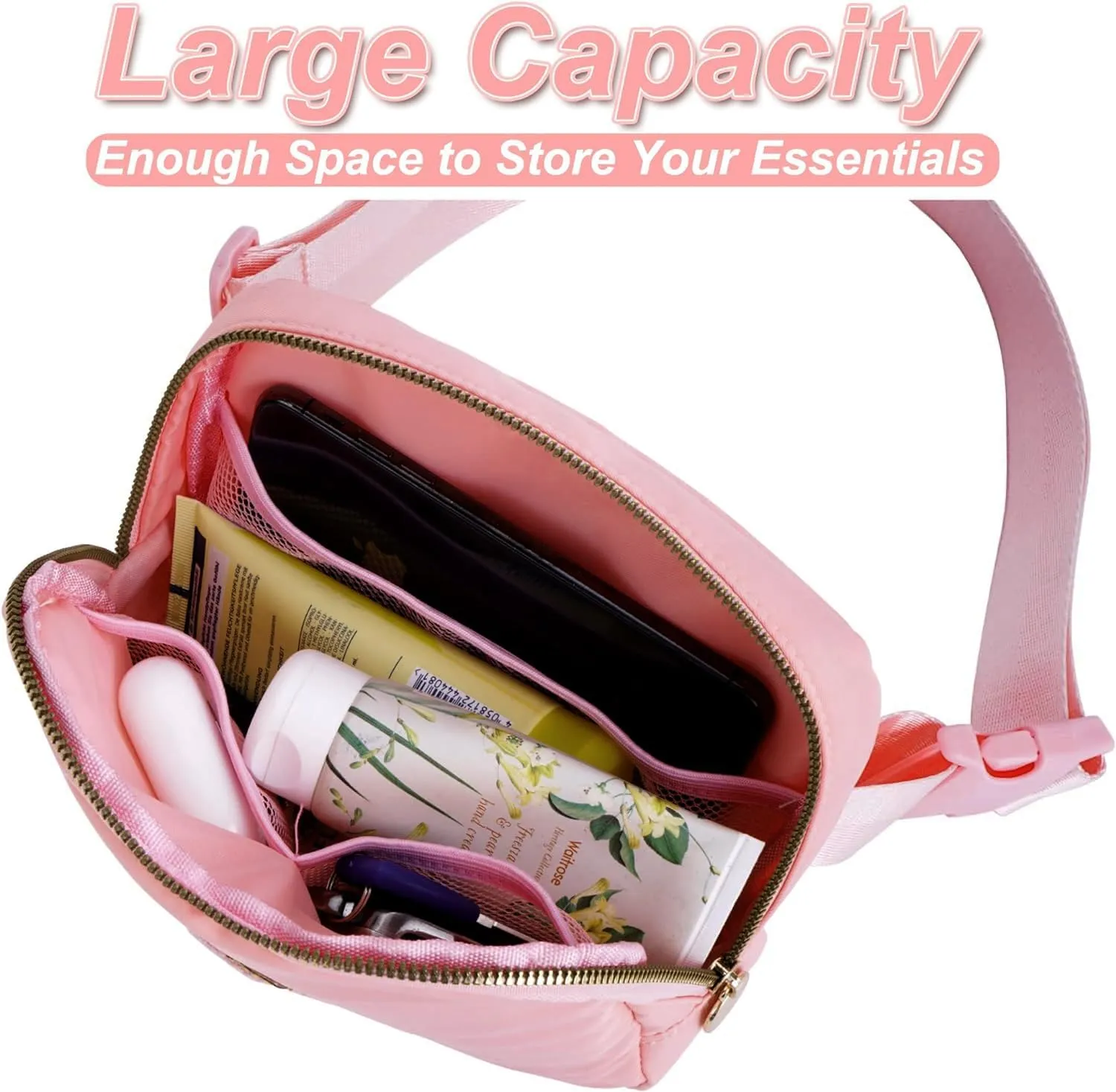 Personalized Belt Bag for Women Girls - Fashion Mini Waist Packs with Adjustable Strap - Trendy Travel Fanny Pack Crossbody Bags with Initial Letter - Teen Gifts | Peach,D