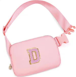 Personalized Belt Bag for Women Girls - Fashion Mini Waist Packs with Adjustable Strap - Trendy Travel Fanny Pack Crossbody Bags with Initial Letter - Teen Gifts | Peach,D