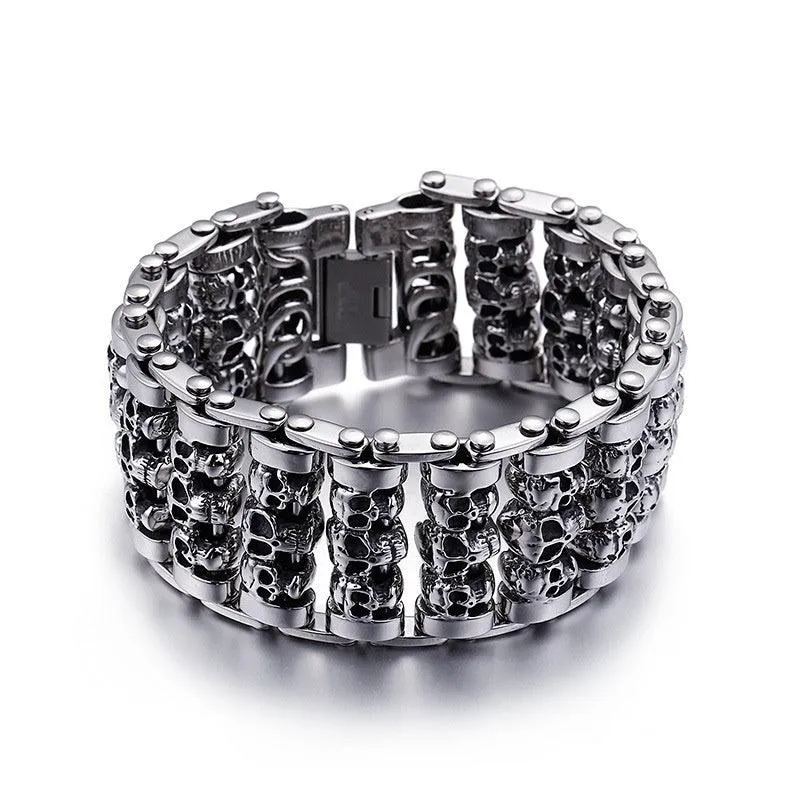 Personalized Punk Trendy Men's Fashion Accessories Titanium Steel Skull Bracelet