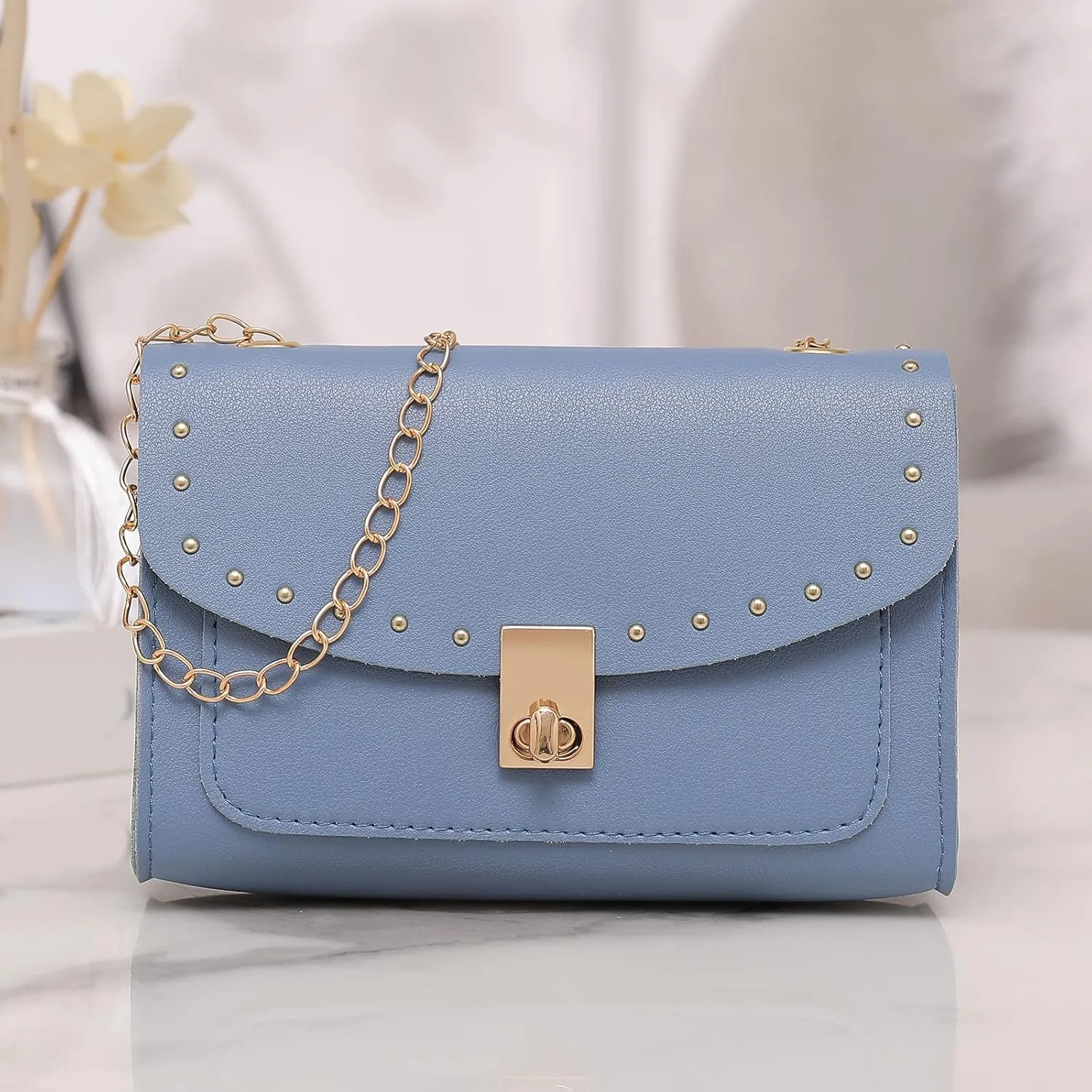 Phone Wallet Purses for Women Crossbody Purses and Handbags Lightweight Pocketbook Retro Clutch Underarm Purse(Blue)