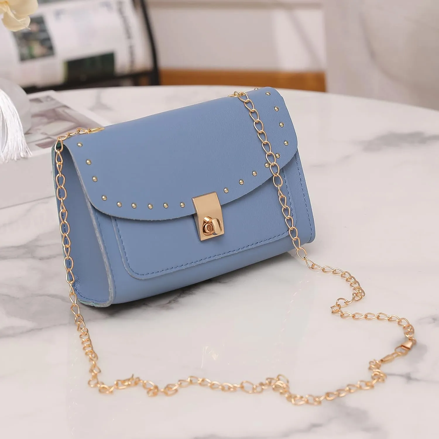 Phone Wallet Purses for Women Crossbody Purses and Handbags Lightweight Pocketbook Retro Clutch Underarm Purse(Blue)