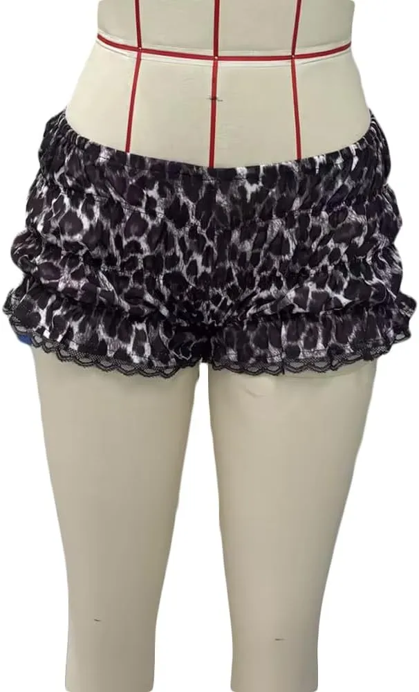 Plaid Boxer Shorts for Women Ruffle Smocked Bloomer Shorts Low Rise Micro Shorts Y2k Gingham Pjs Shorts Streetwear