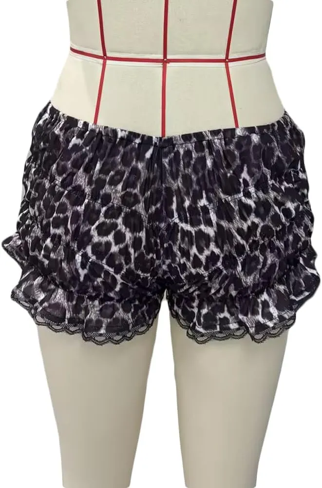 Plaid Boxer Shorts for Women Ruffle Smocked Bloomer Shorts Low Rise Micro Shorts Y2k Gingham Pjs Shorts Streetwear