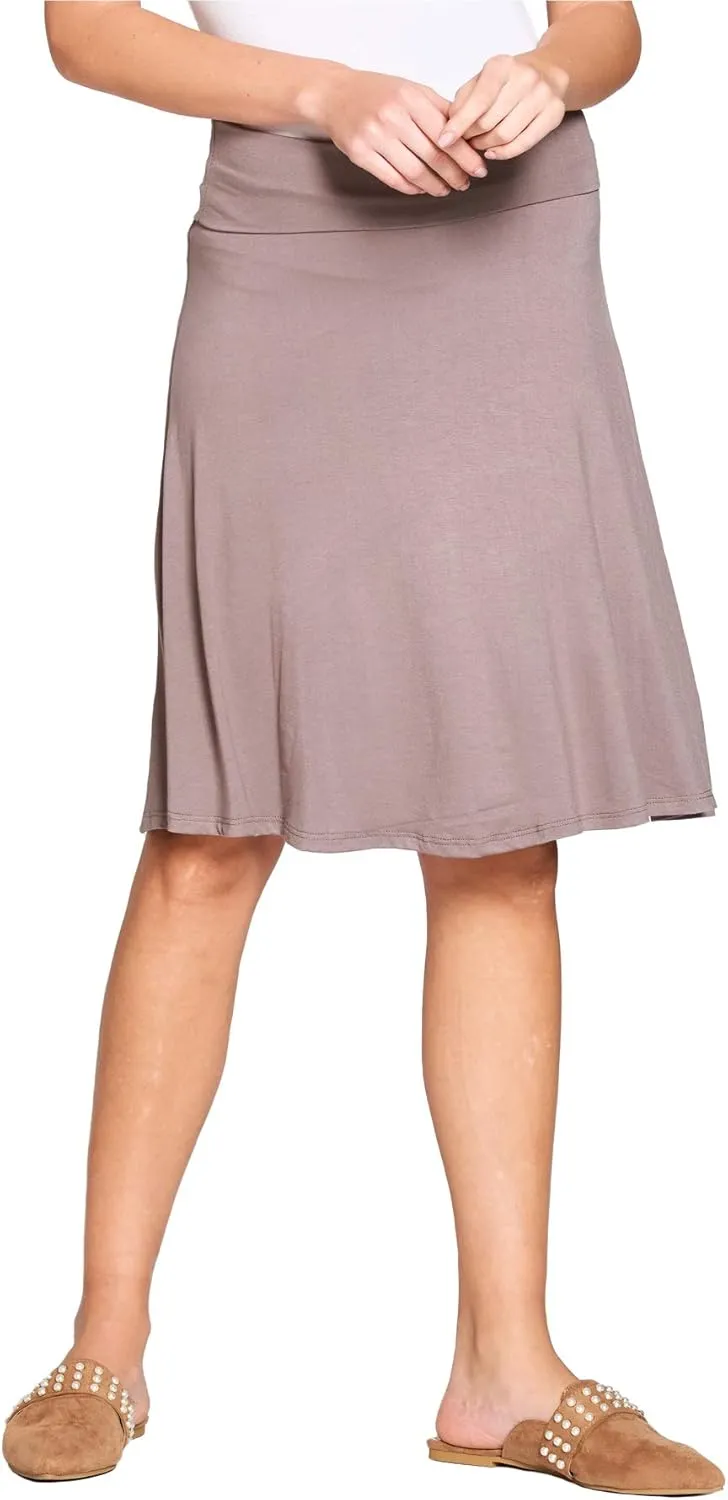 Popana Womens Casual Knee Length A-Line Stretch Midi Skirt Plus Size Made in USA
