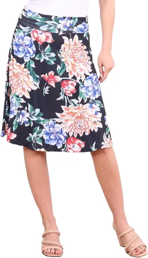 Popana Womens Casual Knee Length A-Line Stretch Midi Skirt Plus Size Made in USA