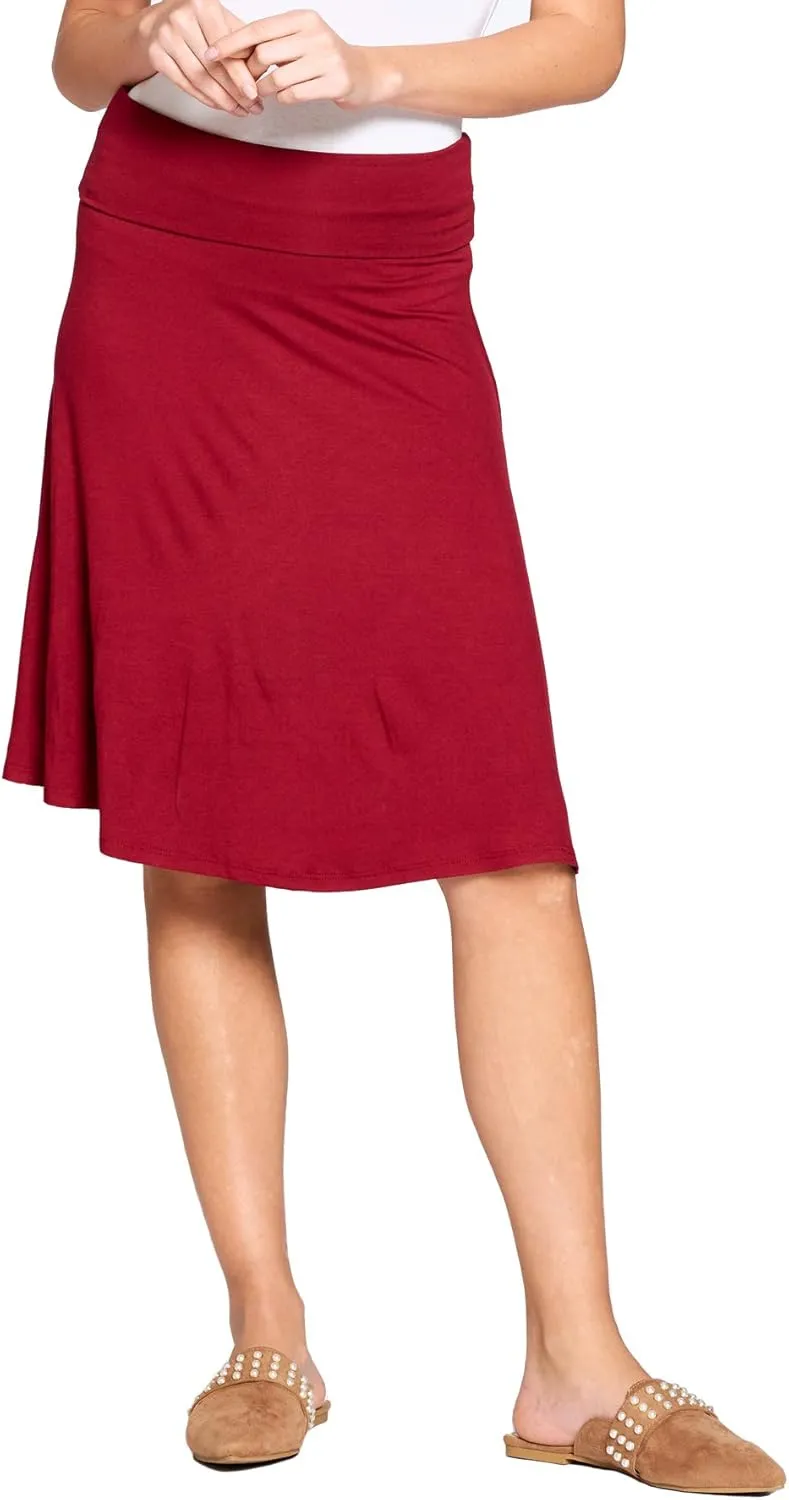 Popana Womens Casual Knee Length A-Line Stretch Midi Skirt Plus Size Made in USA