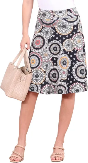 Popana Womens Casual Knee Length A-Line Stretch Midi Skirt Plus Size Made in USA