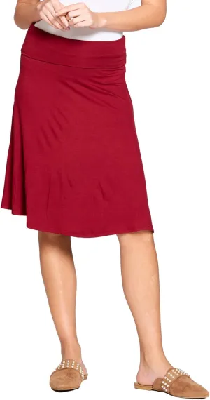 Popana Womens Casual Knee Length A-Line Stretch Midi Skirt Plus Size Made in USA