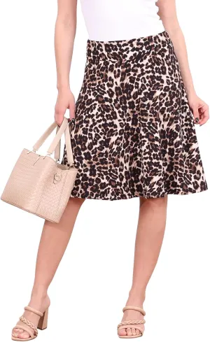 Popana Womens Casual Knee Length A-Line Stretch Midi Skirt Plus Size Made in USA