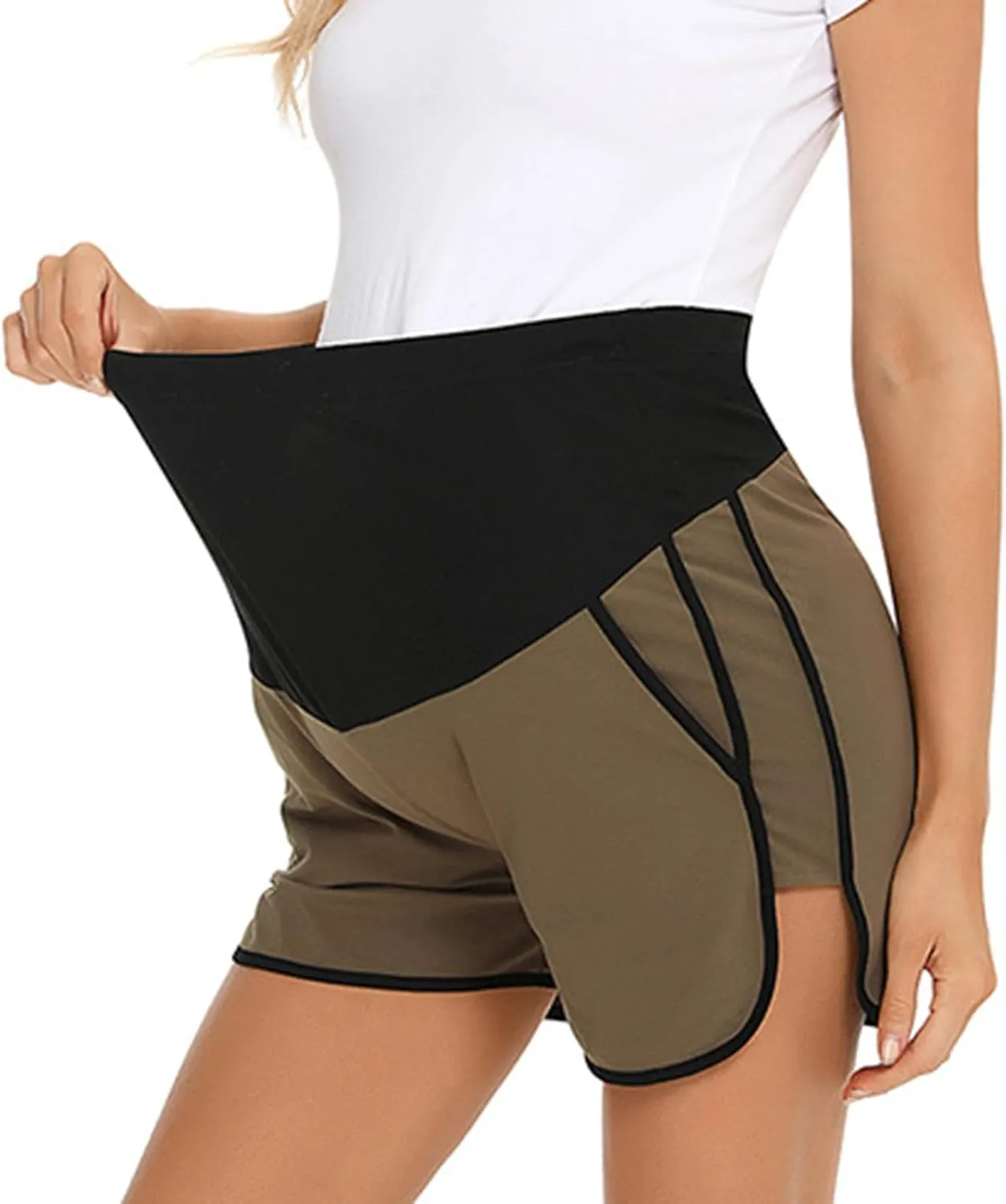 Pregnant Women Cotton Shorts Maternity Belly Support Wearing Shorts with Double Slit Wide Leg Shorts Pajamas Shorts