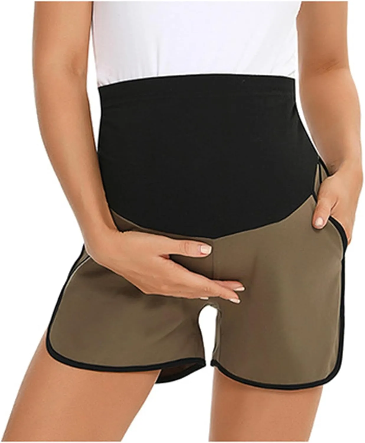Pregnant Women Cotton Shorts Maternity Belly Support Wearing Shorts with Double Slit Wide Leg Shorts Pajamas Shorts