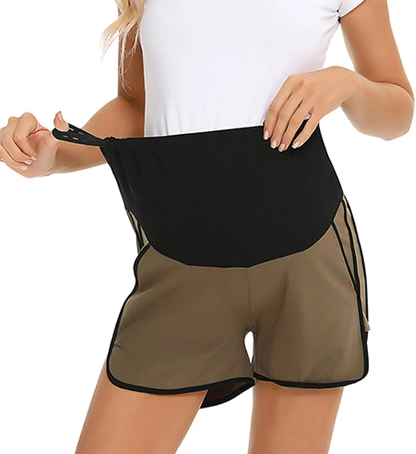Pregnant Women Cotton Shorts Maternity Belly Support Wearing Shorts with Double Slit Wide Leg Shorts Pajamas Shorts