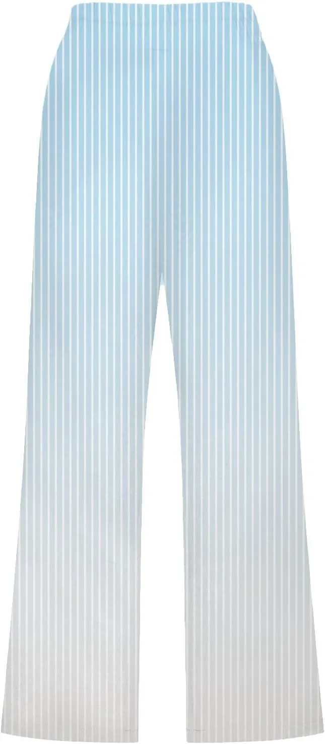 PTOLOCIF Cotton Linen Pants Women Drawstring Relaxed Fit Wide Leg Pants Cotton Linen Lounge Boho Trousers with Pockets