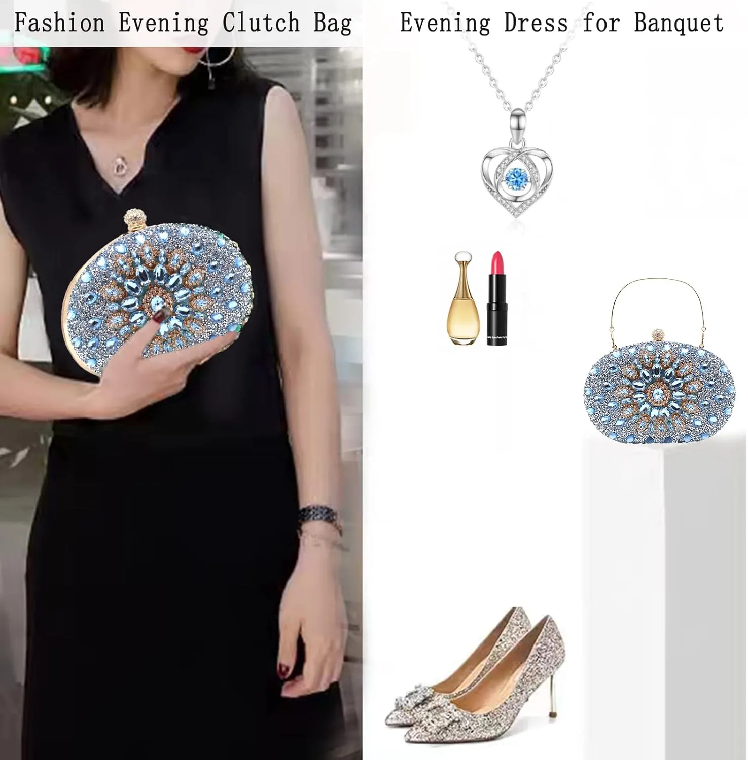 Rhinestone Evening Clutch Purses for Women Wedding Clutch Party Purse Bridal Diamonds Prom Cocktail Handbags