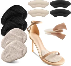 Riootlnm Metatarsal Pads, Ball of Foot Cushions, Heel Pads Inserts for Too Big Shoe, Reduce Foot Pain, No Slip Heel Grips Liners Pads for Loose Shoe, Blisters (Beige Black)