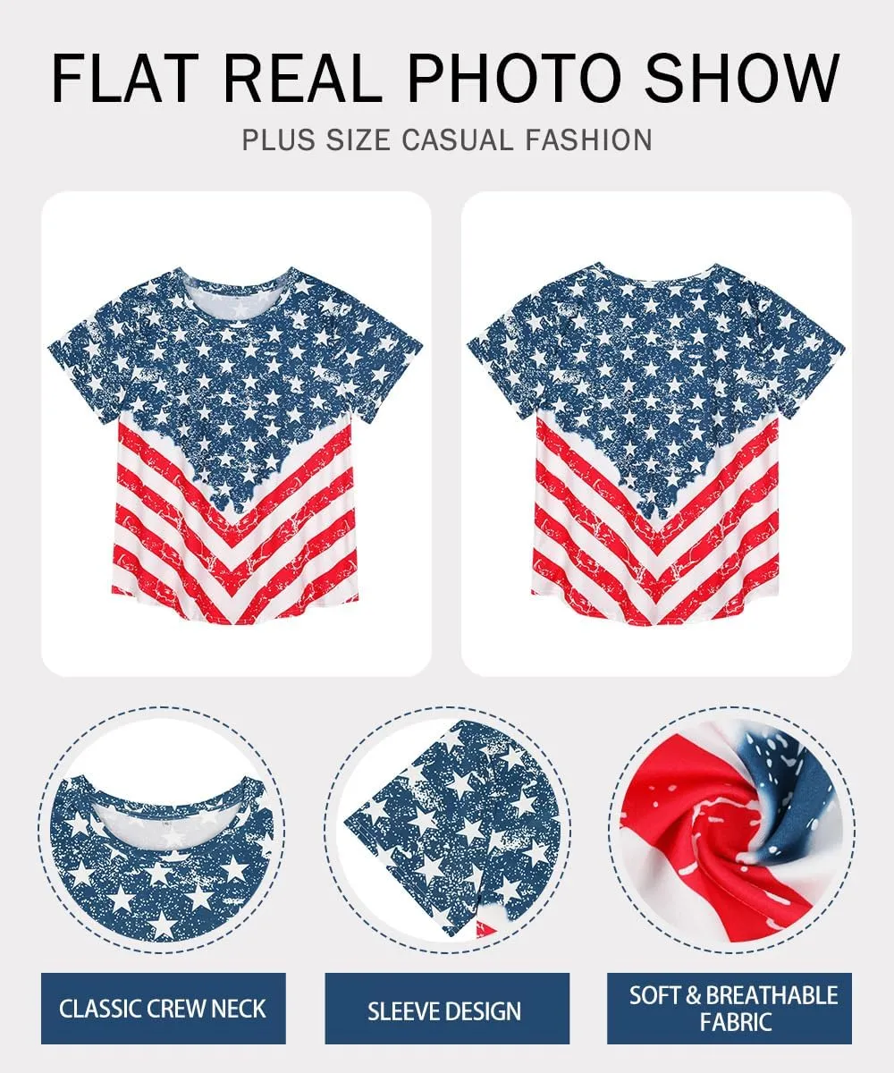 RITERA Plus Size Tops for Women Blouse Button Summer Crewneck Short Sleeve Fashion Casual T-Shirts Pullover XL-5XL