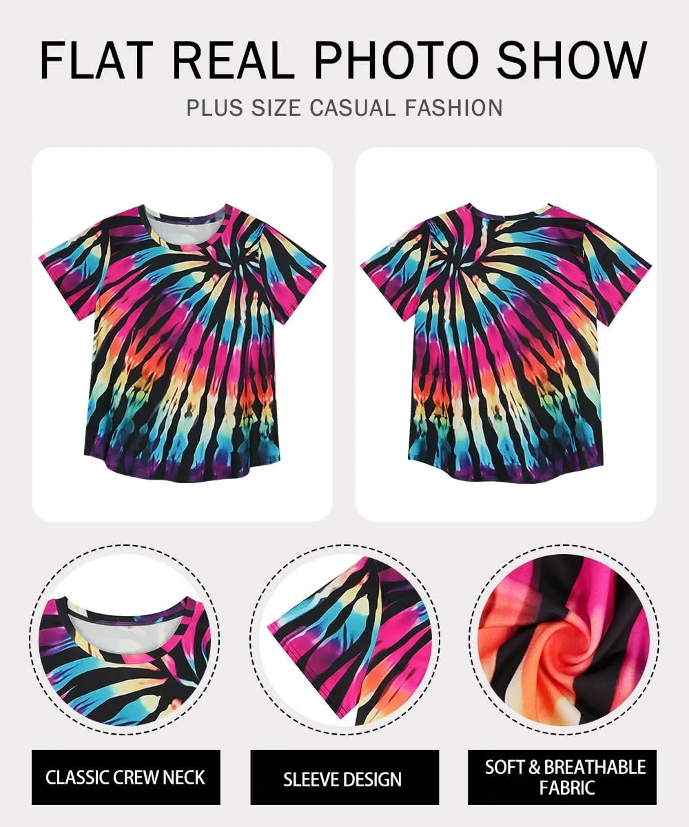RITERA Plus Size Tops for Women Blouse Button Summer Crewneck Short Sleeve Fashion Casual T-Shirts Pullover XL-5XL