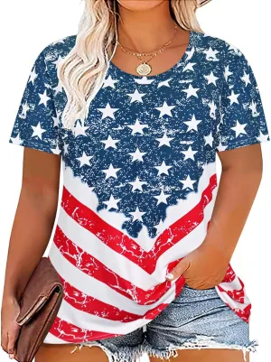 RITERA Plus Size Tops for Women Blouse Button Summer Crewneck Short Sleeve Fashion Casual T-Shirts Pullover XL-5XL