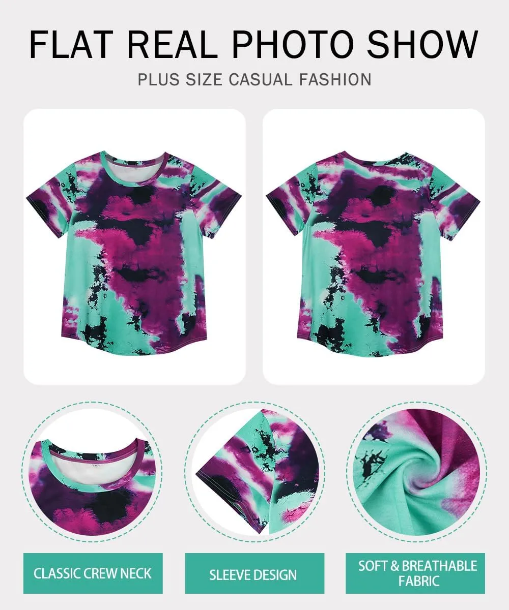 RITERA Plus Size Tops for Women Blouse Button Summer Crewneck Short Sleeve Fashion Casual T-Shirts Pullover XL-5XL
