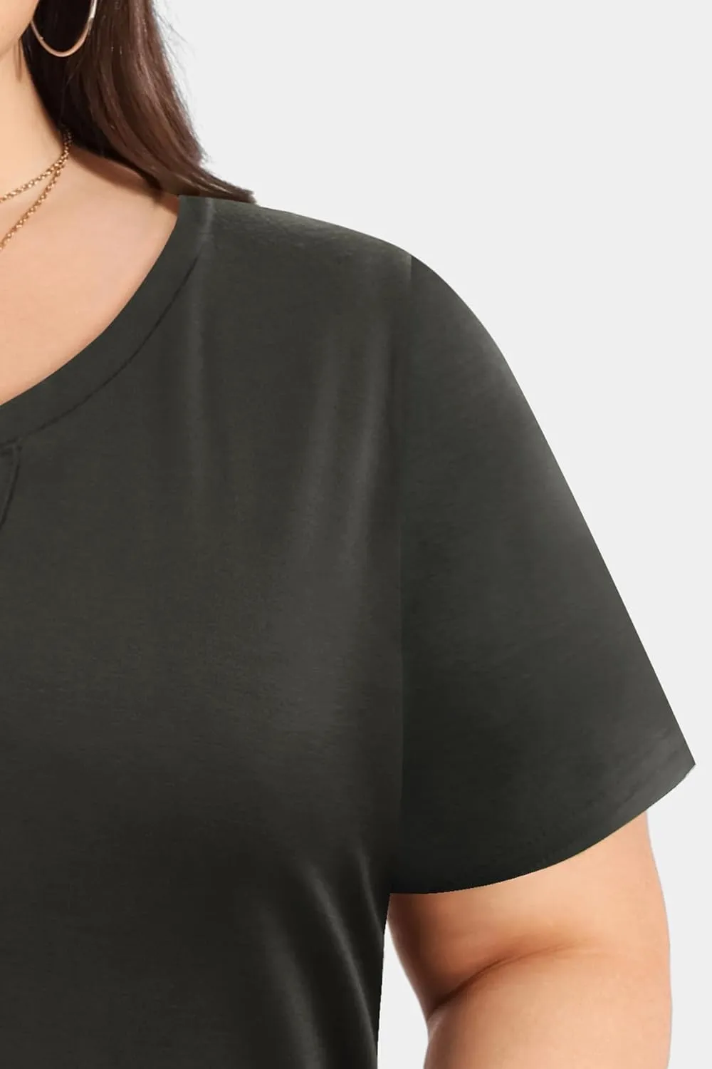 RITERA Plus Size Tops for Women Casual T-Shirt Short Sleeve Round V Neck Tunic Oversized Shirts XL-5XL