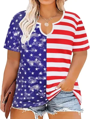 RITERA Plus Size Tops for Women Casual T-Shirt Short Sleeve Round V Neck Tunic Oversized Shirts XL-5XL