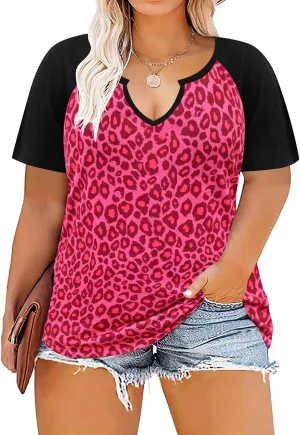 RITERA Plus Size Tops for Women Casual T-Shirt Short Sleeve Round V Neck Tunic Oversized Shirts XL-5XL