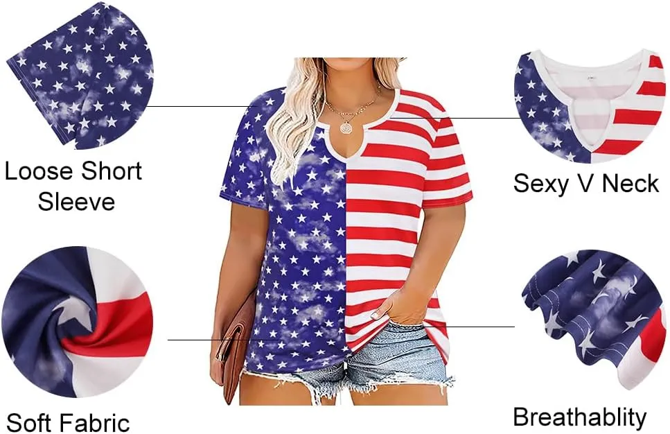 RITERA Plus Size Tops for Women Casual T-Shirt Short Sleeve Round V Neck Tunic Oversized Shirts XL-5XL