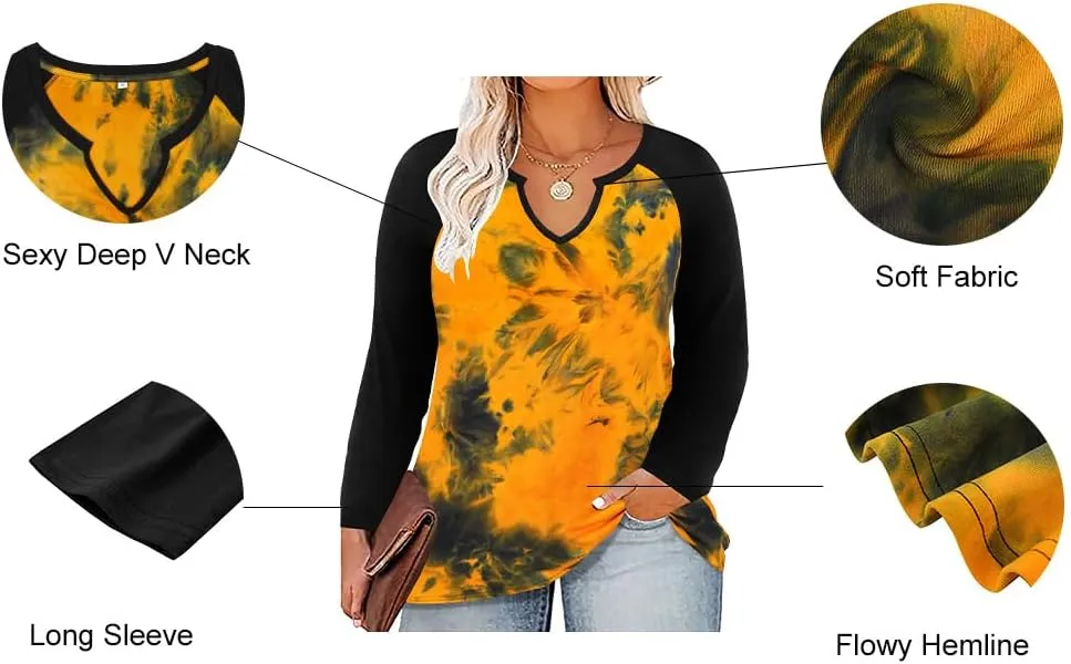 RITERA Plus Size Tops for Women Long Sleeve T-Shirt Cowl Neck Casual Blouses Fall Winter Tunics