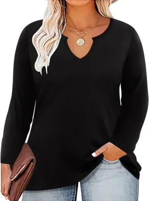 RITERA Plus Size Tops for Women Long Sleeve T-Shirt Cowl Neck Casual Blouses Fall Winter Tunics