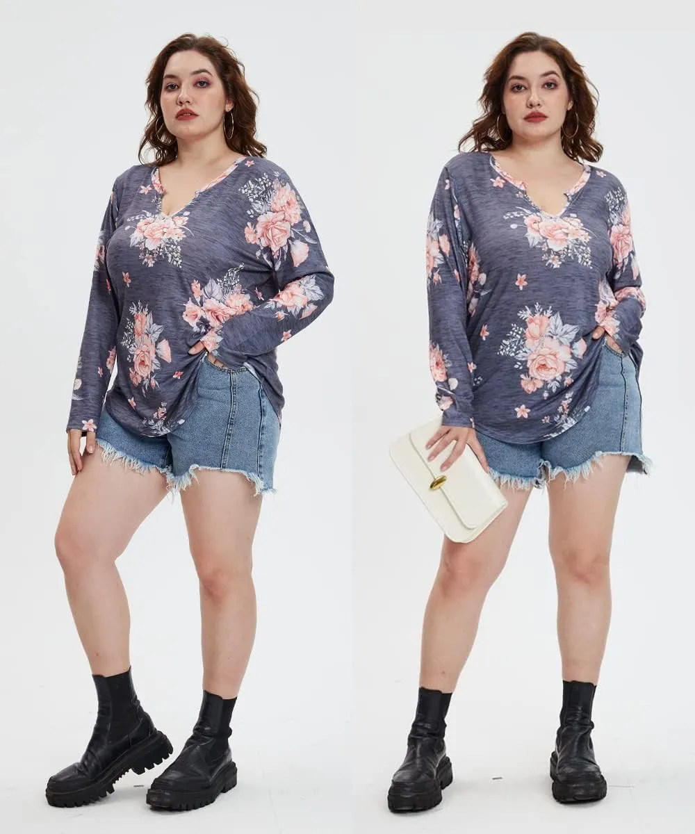 RITERA Plus Size Tops for Women Long Sleeve T-Shirt Cowl Neck Casual Blouses Fall Winter Tunics