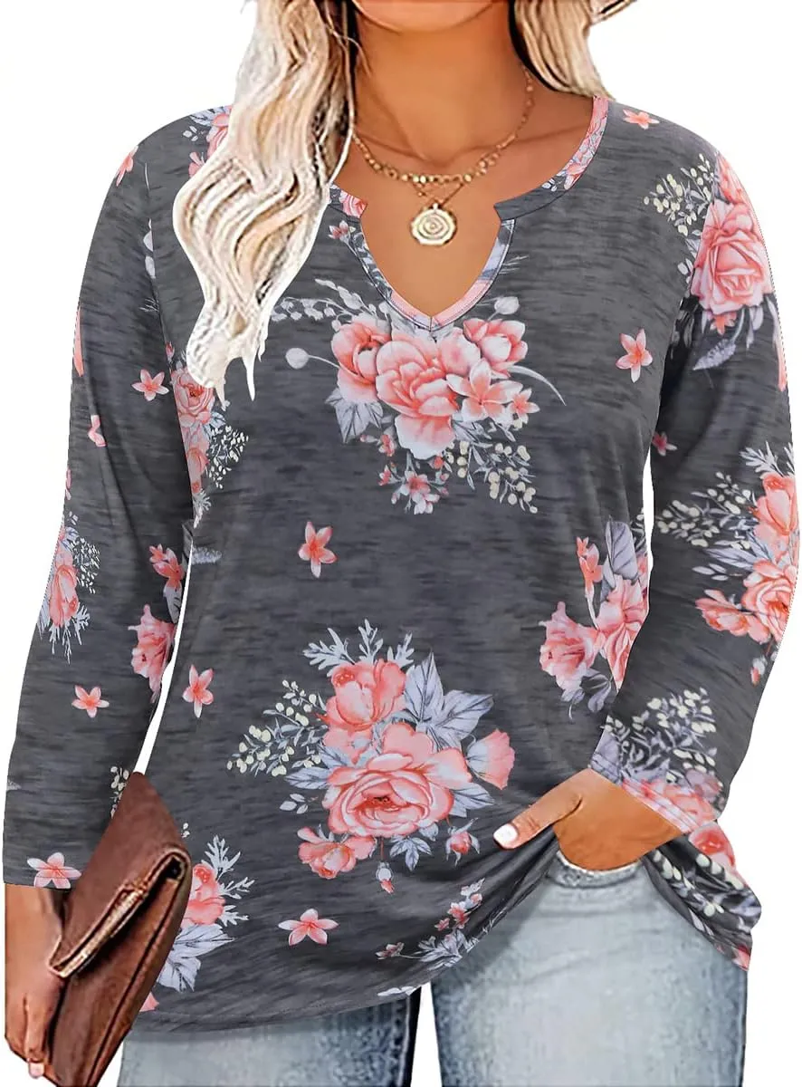 RITERA Plus Size Tops for Women Long Sleeve T-Shirt Cowl Neck Casual Blouses Fall Winter Tunics