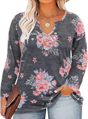 RITERA Plus Size Tops for Women Long Sleeve T-Shirt Cowl Neck Casual Blouses Fall Winter Tunics