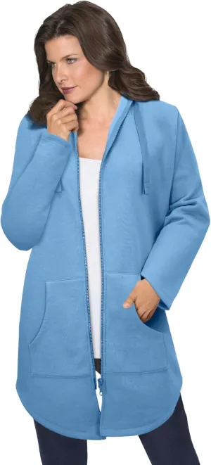 Roaman's Women's Plus Size Fleece Zip Hoodie Sweatshirt