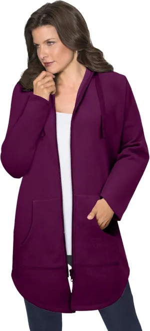 Roaman's Women's Plus Size Fleece Zip Hoodie Sweatshirt