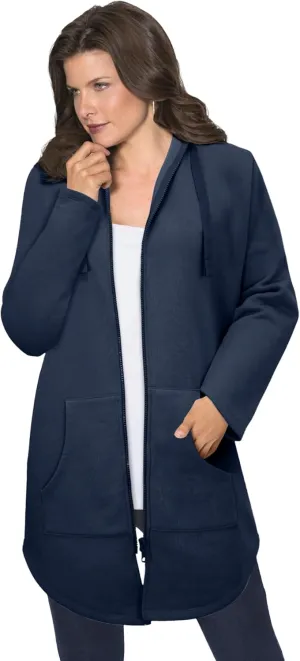 Roaman's Women's Plus Size Fleece Zip Hoodie Sweatshirt
