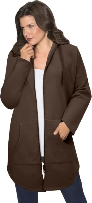 Roaman's Women's Plus Size Fleece Zip Hoodie Sweatshirt