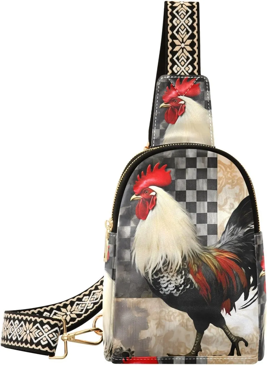 Rooster Sling Bag for Women Fanny Packs for Women Small Leather Fanny Pack Crossbody Bags Fashion Waist Packs Chest Bag for Travel 21341259