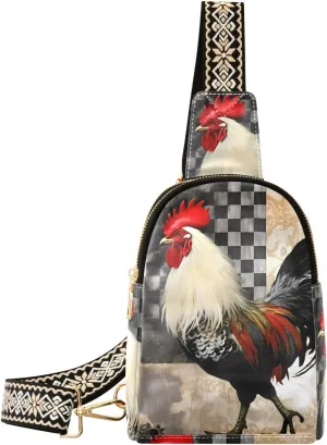 Rooster Sling Bag for Women Fanny Packs for Women Small Leather Fanny Pack Crossbody Bags Fashion Waist Packs Chest Bag for Travel 21341259
