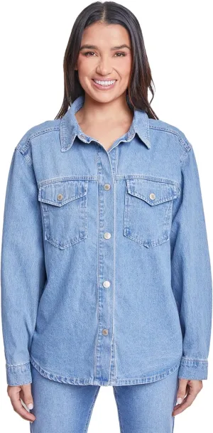 Royalty For Me womens Ymi Jeans Womens Denim Shacket With Flap Front Pockets