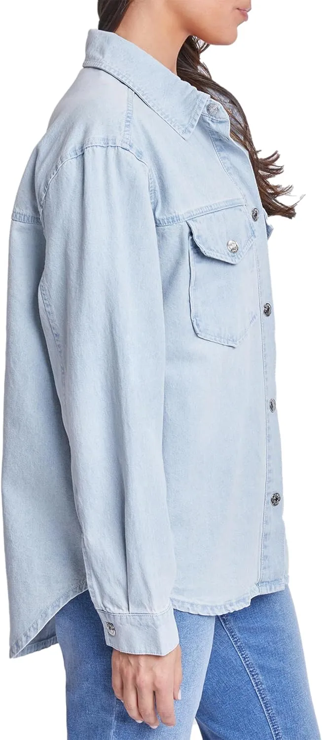 Royalty For Me womens Ymi Jeans Womens Denim Shacket With Flap Front Pockets