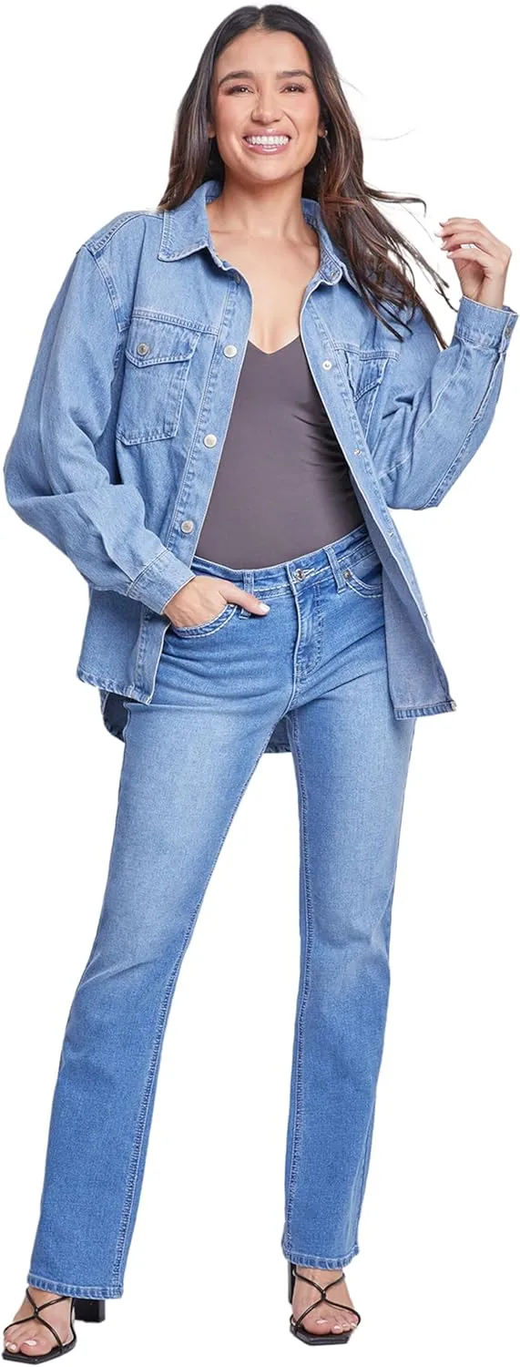 Royalty For Me womens Ymi Jeans Womens Denim Shacket With Flap Front Pockets