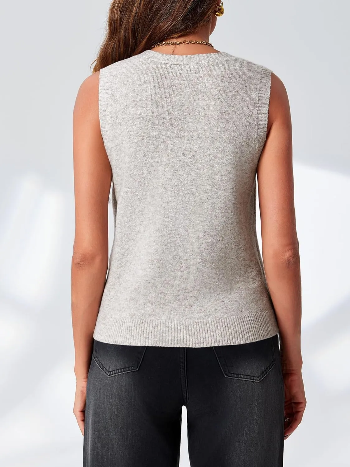 Saodimallsu Womens Sleeveless Sweater Vest Button V Neck Knit Trendy Casual Summer Cardigan with Pockets