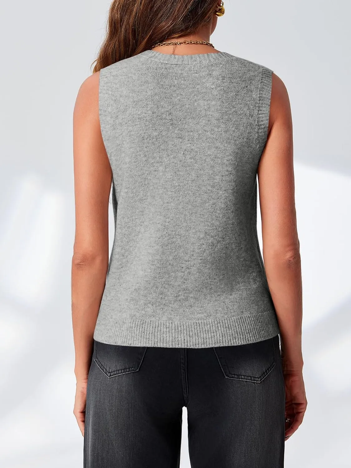 Saodimallsu Womens Sleeveless Sweater Vest Button V Neck Knit Trendy Casual Summer Cardigan with Pockets