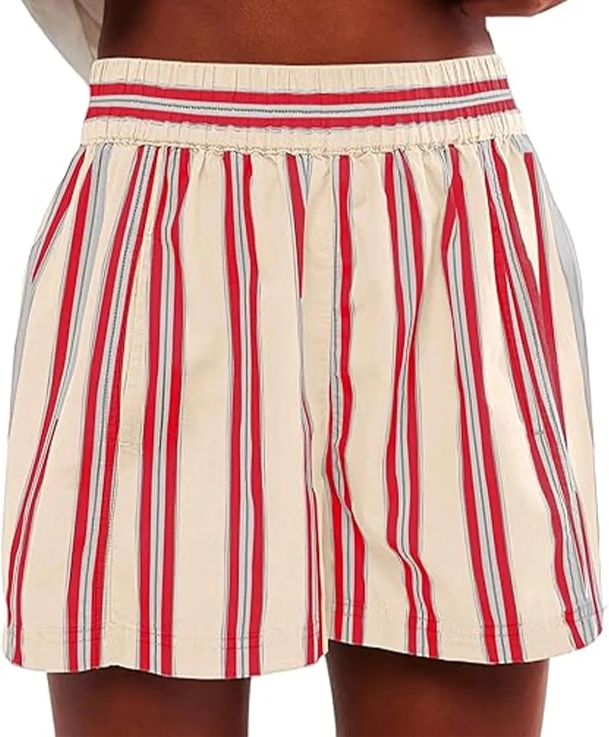 Seyurigaoka Y2k Striped Boxer Shorts for Women Pinstripe Pajamas Shorts Wide Leg Pj Sleep Shorts Low Rise Lounge Shorts