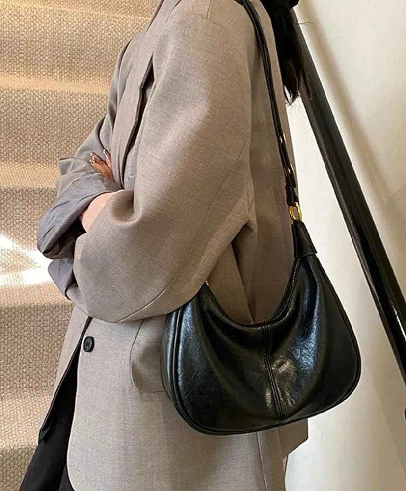 Shoulder Bag for Women Soft PU Leather Crescent Tote Handbag Retro Classic Satchel Crossbody Underarm Hobo Purse Clutch