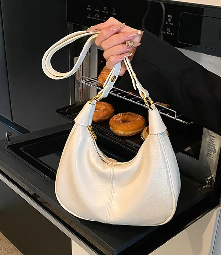 Shoulder Bag for Women Soft PU Leather Crescent Tote Handbag Retro Classic Satchel Crossbody Underarm Hobo Purse Clutch