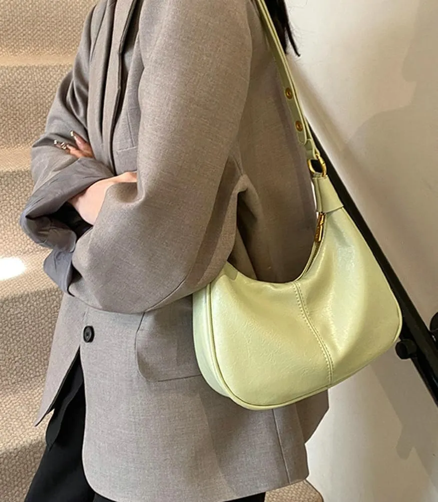 Shoulder Bag for Women Soft PU Leather Crescent Tote Handbag Retro Classic Satchel Crossbody Underarm Hobo Purse Clutch