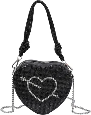 Shoulder BagsWomen Bag Heart Shaped Shoulder Bag Evening Clutches Bag Chain Strap Crossbody Bag Evening Handbag Purse